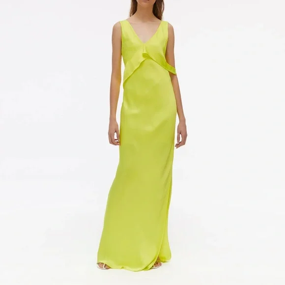 Helmut Lang LONG DOUBLE SATIN SASH DRESS